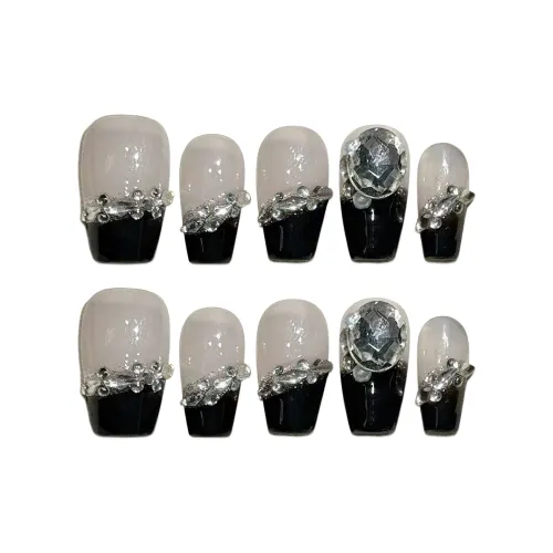 Fanze Французский Длинный Эксклюзивный Осветляющий 3D-эффект False Nail Средний LADDER Черный Смудж 20мм