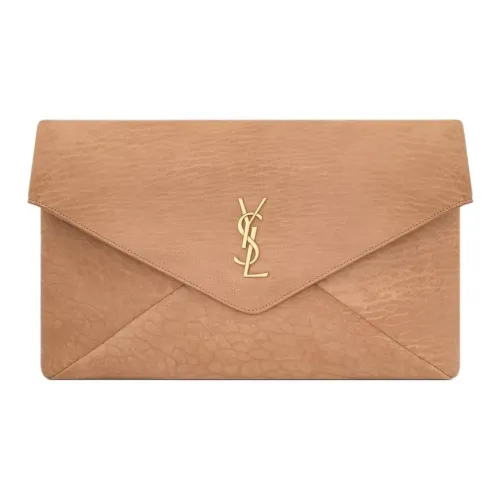 SAINT LAURENT Lambskin Clutch Large Women's Honey Caramel SAINT LAURENT Клатч из овечьей кожи большой женский мед карамель