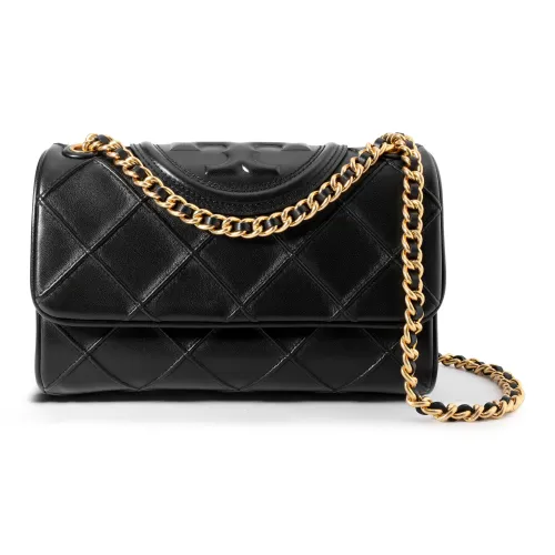 TORY BURCH Fleming Мягкая кожа Сумка через плечо Маленькая Женская Черная Черно-золотая