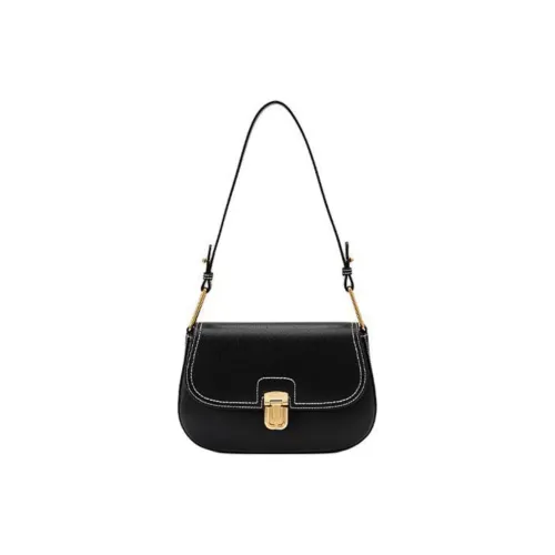 HONGU Сумка через плечо из коровьей кожи маленькая женская темно-черная