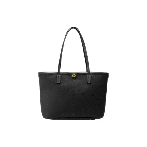TORY BURCH T Monogram Ткань с коровья кожа Тоут Сумка Сумка для покупок Сумка Сумка через плечо Маленькая Женская Черная