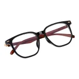 Черная оправа с деревянными коричневыми ножками (включает линзы с защитой от синего света, диоптрия 0)