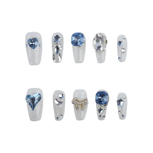 Fanze Премиум Элегантность с A Touch OF Нишевый стиль False Nail Средний LADDER Синий Smudge 25mm