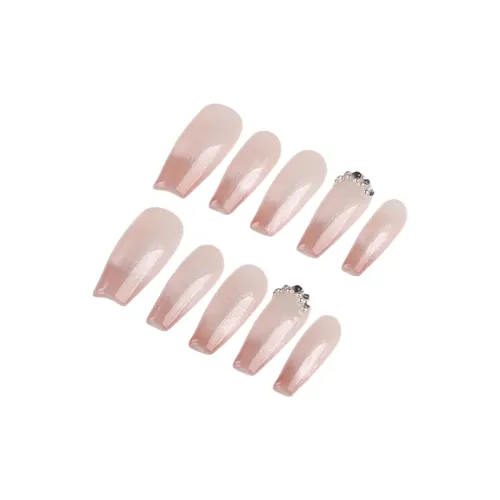 SHANGSHIQIN Кошачий глаз Мода Сверкающий страз False Nail Средний LADDER Розовый Градиентный 25 мм