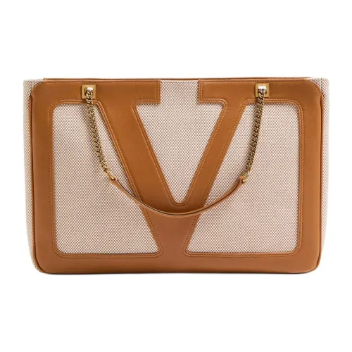 Valentino Garavani Холст Портативный Кроссбоди Сумка через плечо Средняя Унисекс Натуральный и Коричневый