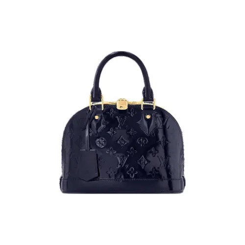 LOUIS VUITTON Alma BB Лакированная отделка Коровья кожа Купольная сумка Сумка через плечо Сумка для женщин Сапфирово-синий