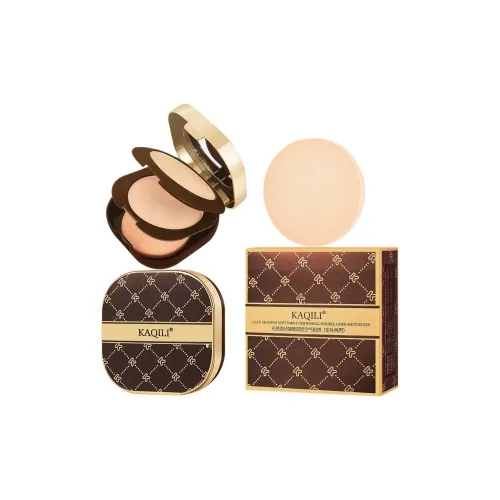 KAQILI Светло-чувствительный Мягкий Пряжа Двойной Слой Воздух Пудра Пудра Контроль Жирности Естественный Длинный Долговечный Порошок для Фиксации