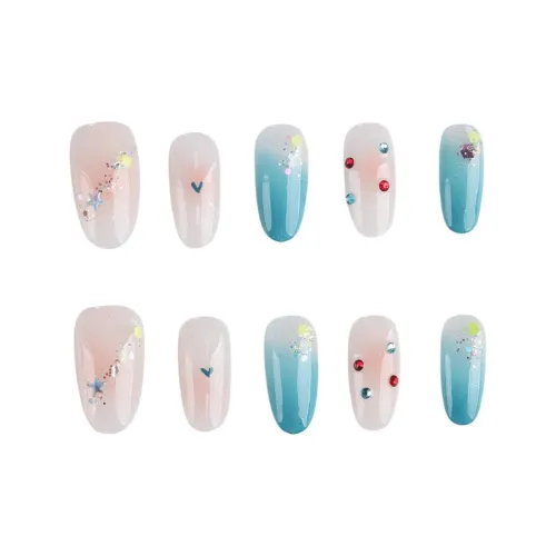 SHANGSHIQIN Свежий Осветляющий Весенний Дофаминовая одежда Handcrafted False Nail 20 мм Миндаль Дофаминовая одежда Румяна Стойкий