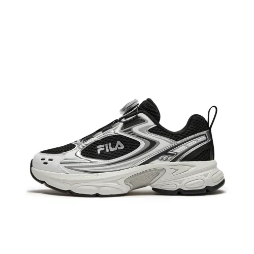 FILA KIDS Heavenly Лошадь 2 Легкий Амортизаторы Низкий Топ Детская Беговая Обувь Черный Космический Серебряный