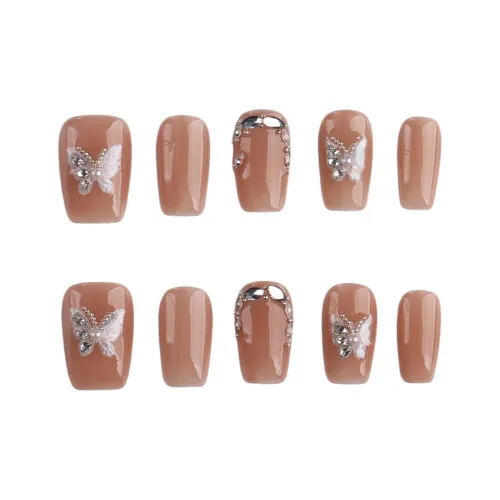 SHANGSHIQIN Весна Гора Бабочка Ромб Кошачий глаз Роскошь Осветляющий Укороченный False Nail 15 мм Короткий LADDER