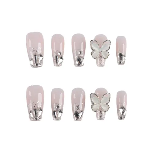 Fanze False Nail Русалка Tear Nail Стикер с Swarovski Жемчужный 15mm Короткий Квадрат Wa Круглый Розовый Смудж