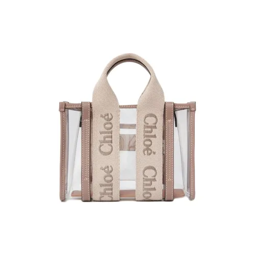 Chloe Woody Термопластичный полиуретан Тоут Сумка Сумка для покупок Сумка через плечо Сумка Мини Женская Светло-розовая