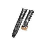 Пряжка розового золота - Черная кожа