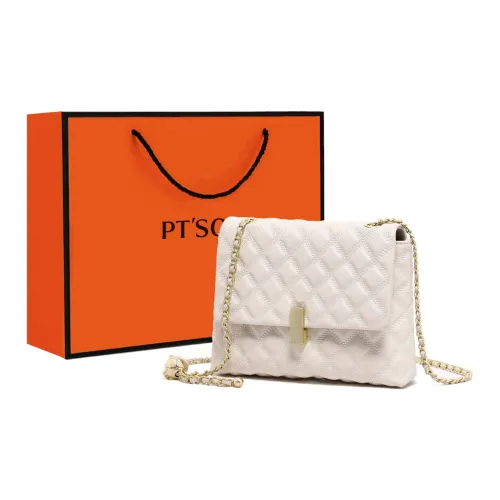 PT'SON Коровья кожа Подмышечный Маленький Квадратный Сумка Сумка через плечо Стандартная Женская Экрю Черный