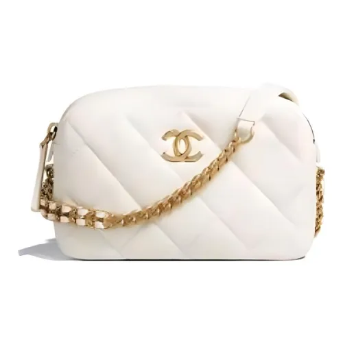 CHANEL 22P С рельефом Тисненый Коровья кожа Camera Сумка Сумка через плечо Мини Женская Белая