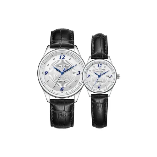 Sea Gull National Кварцевый механизм кожаный ремешок унисекс серебристый циферблат