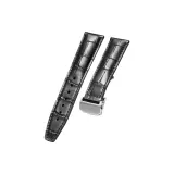 Серебристая пряжка - черная кожа