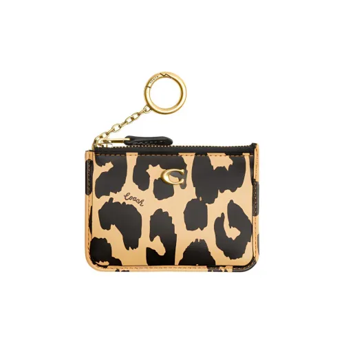 COACH Skinny Id Case Телячья кожа Держатель для карт Кошелек для монет Мини Женский Черный и Желтый