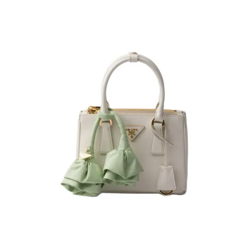 PRADA Galleria Killer Bag Телячья кожа Сумка через плечо Сумка Мини Женская Белая и Светло-зеленая