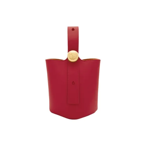 LOEWE Pebble Bucket Телячья кожа Ведрообразная сумка Сумка Мини Женская Красная