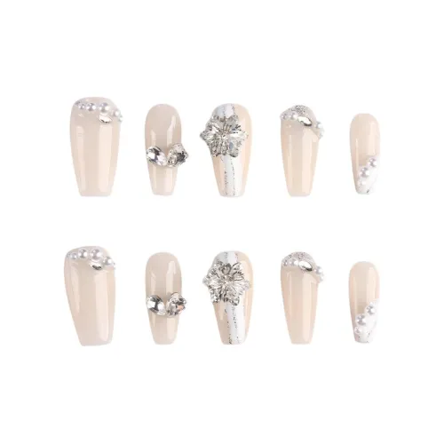 Fanze Ледяной Прозрачный Роскошный False Nail Прозрачный Nail Art Ручная работа Премиум Патч 25 мм Средний LADDER Телесный Однотонный