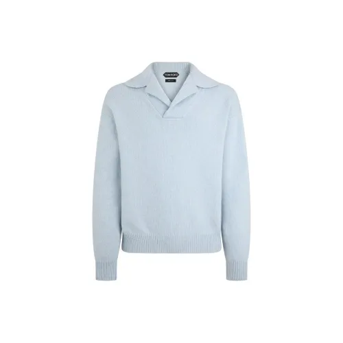 TF SS25 Кашемир Свитер Мужской Светло-Синий