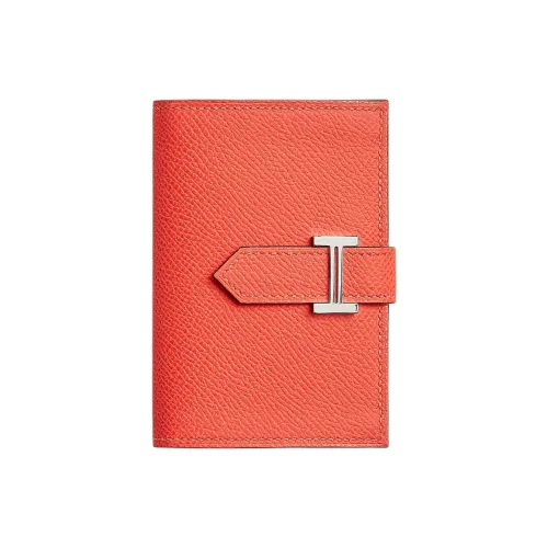 HERMES Bearn Эпсомская кожа Кошелек Мини Женские Открытая страна Апельсин