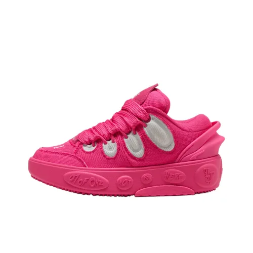 PUMA Lamelo Ball Детская баскетбольная обувь Low Top Ярко-розовый/Ледниково-серый Для школьников
