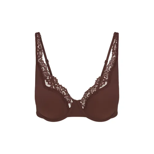 SKIMS SS25 Подходит всем Кружево Без подкладки Полное покрытие Бюстгальтер Женский 1 упаковка Какао Какао