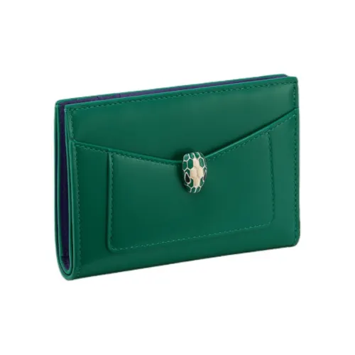 BVLGARI Serpenti Forever Телячья кожа Держатель для карт Женские Зеленый