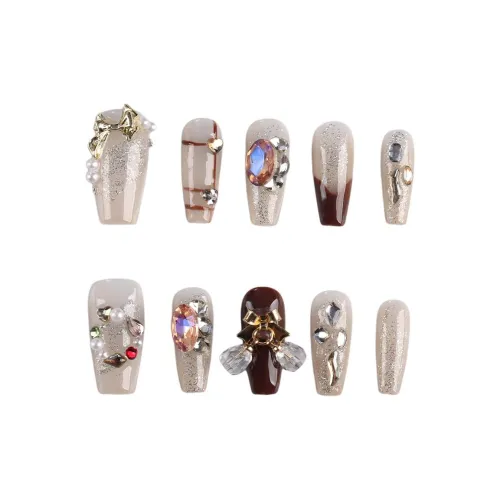 SHANGSHIQIN Роскошь Премиум Блестящий Осветляющий Элегантность Кошачий глаз False Nail 25 мм Средний LADDER Бордовый Градиент