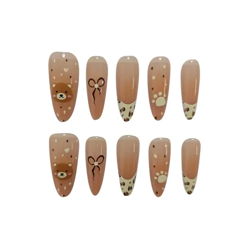 MAXFINE Медведь Леопард с принтом False Nail Длинный Ледяной Прозрачный Градиент 30 мм 10 шт Пара
