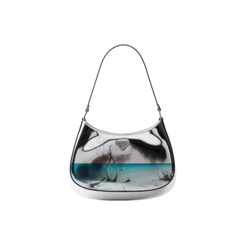 PRADA Cleo Телячья кожа Сумка через плечо Стандартная Женская Серебряный