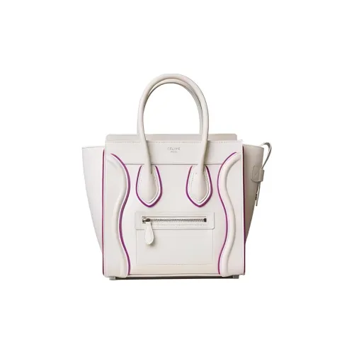 CELINE Гладкая Телячья Кожа Сумка Женская Белая Фиолетово-Розовая