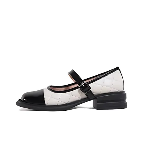 CAMEL Квадратный каблук Туфли Мэри Джейн Женские Белые