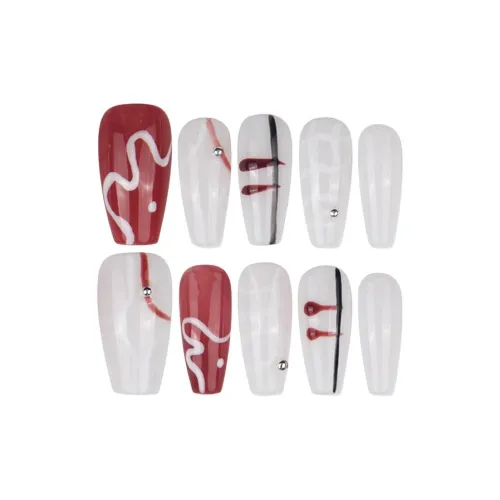 PURUITI Креативный Ручная Рисованная Коллекция Handcrafted False Nail MID Длина (размер в длину) ЛАДЬЕР Стиль