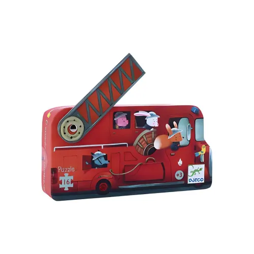 DJECO Транспорт Пламя Грузовик Гонки 16 шт Вводный Уровень Мультяшный Пазл Развивающие игрушки