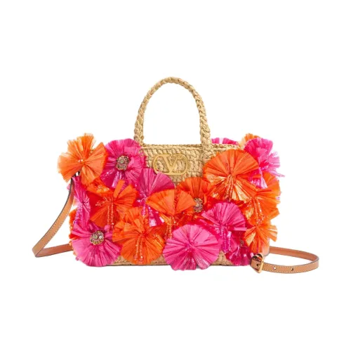 Valentino Raffia Tote Bag Shopping Bag Shoulder Bag Handbag Small Women's Natural Red Валентино Рафия Тот Сумка Сумка для покупок Сумка через плечо Сумка Маленькая Женская Естественный и Красный