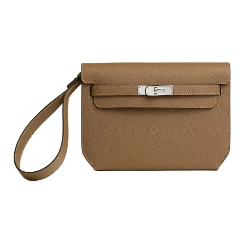 HERMES Kelly Depeches Epsom Телячья кожа Клатч Мужской 3G Alezan Каштановый