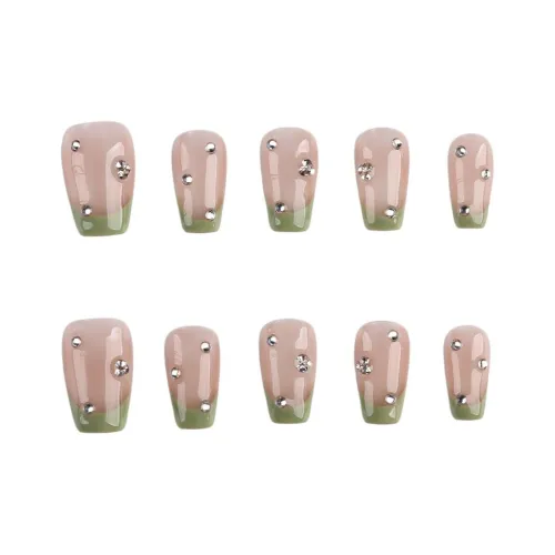 Fanze Молочно-зеленый Французский Стразы Nail Art 25 мм Короткий ЛАДДЕР Розово-зеленый Смудж