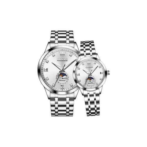 OLEVS Wisdom Series Механический механизм ремешок из нержавеющей стали унисекс черный циферблат