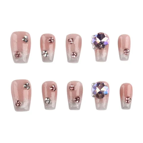 SHANGSHIQIN Розовый Кошачий глаз Телесный Осветляющий Мягкий Ромб Elegance Brightening Nail Art 20 мм Короткий LADDER MANNER Градиент