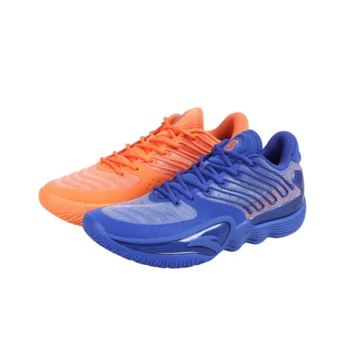 ANTA Instant 2 Амортизация Износостойкий Низкий Топ Баскетбольные Кроссовки Мужские Сине-Оранжевый Контраст Зарубежная Версия