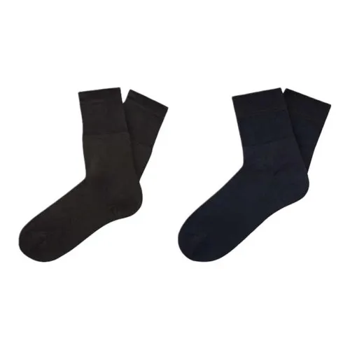 Ermenegildo Zegna 2 пачки черный + морской синий мужские носки MID до икры