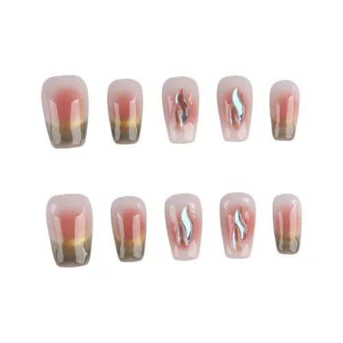 Fanze Handcrafted False Nail Кокетливый стиль Бант Наклейка для ногтей Готовый товар 30MM Короткий ЛАДДЕР Телесный Смудж