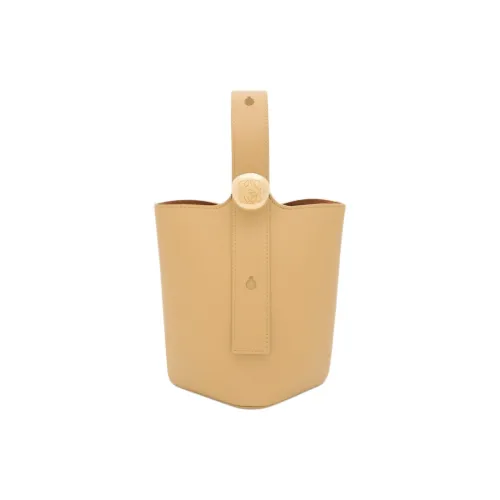 LOEWE Pebble Bucket Гладкая Телячья Кожа Ведрообразная Сумка Сумка на Одно Плечо Мини Женская Сумка Deep Butter