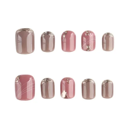 SHANGSHIQIN Модный Премиум Позолоченный Модный Укороченный False Nail 15mm Короткий LADDER Розовый Jump Цвет