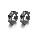 Серьги-клипсы "Ритм" из стального блестящего металла, 1 пара (черный)