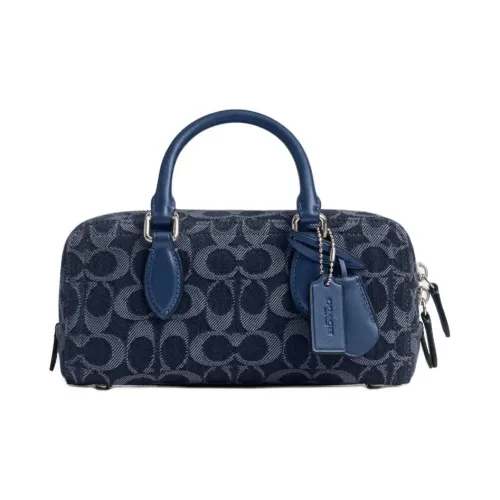 COACH BowerySATCHEL Деним с Телячьей Кожей Через плечо Сумка Маленькая Женская Темно-синий Смешанный Цвет