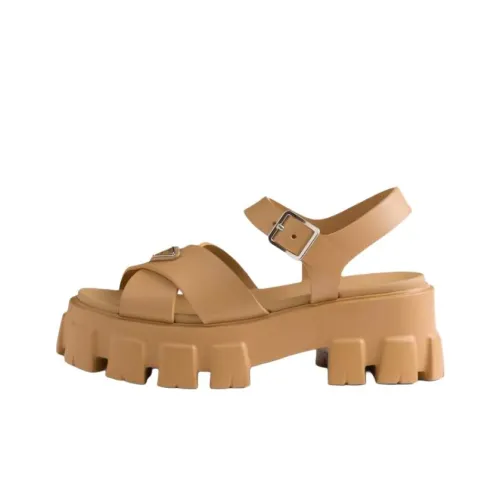 PRADA Monolith One Ремешок Сандалии 5,5 см Женские Коричневый